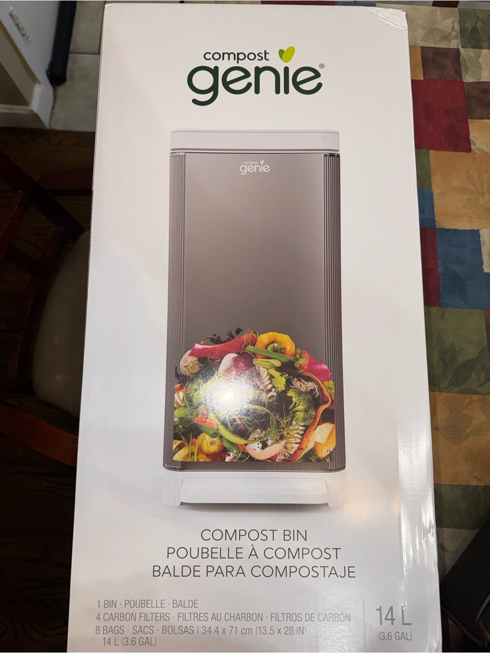 Compost Genie 14L Countertop Compost Bin - Silver